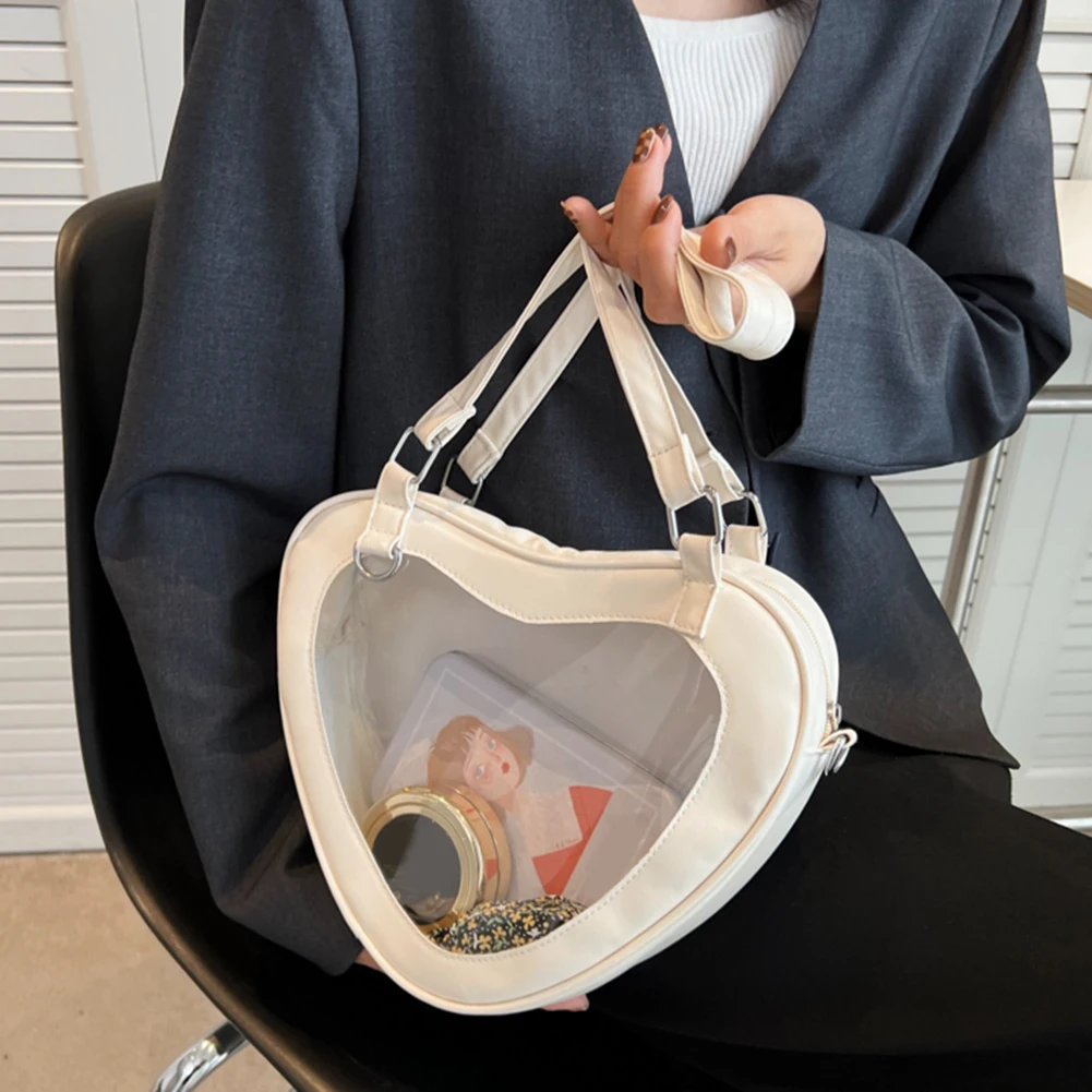 Xiaomi Women Transparent Shoulder Bag Love Heart Shaped PVC Clear Lady Girls Underarm Casual Daily Travel Handbag Totes Purse