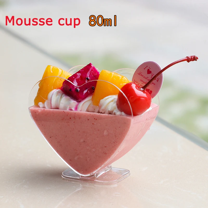

50pcs Plastic Cake Cups Heart-shaped Mousse Cups Love Pudding Dessert Cake Mold Cups Jelly Cups Tiramisu Cups Dessert Cups