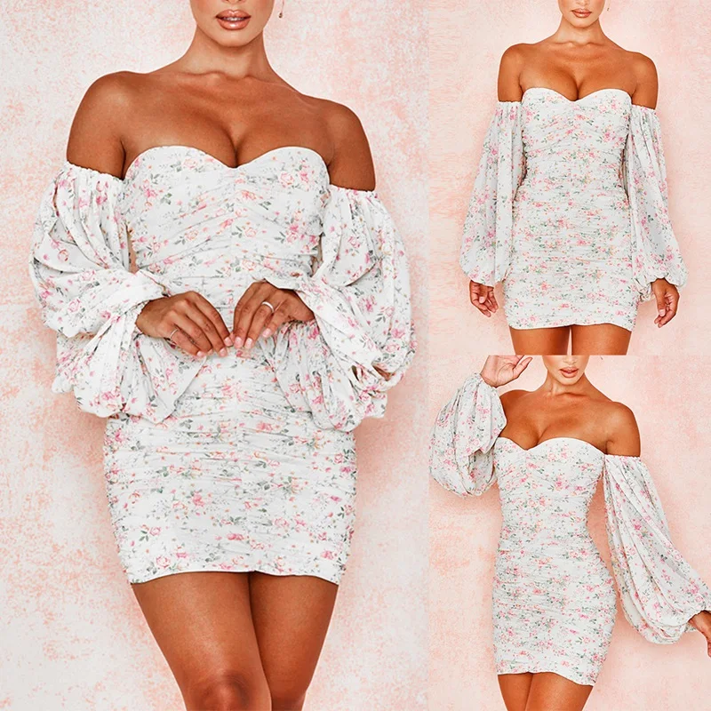 

Женское Повседневное платье-блуза с цветочным принтом и пышными рукавами