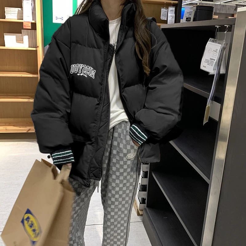 Fashion New Women's Down Jacket HipHop New Couple Thickening Baseball 2022 Autumn Winter Retro Loose Jacket Clothes For Ladies