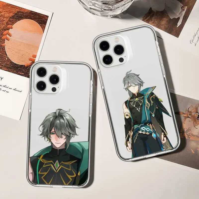 Чехол для телефона Genshin Imapct alhaiтэм для iPhone 11 12 Mini 13 14 Pro XS Max X 8 7 6s Plus 5 SE XR, прозрачный чехол