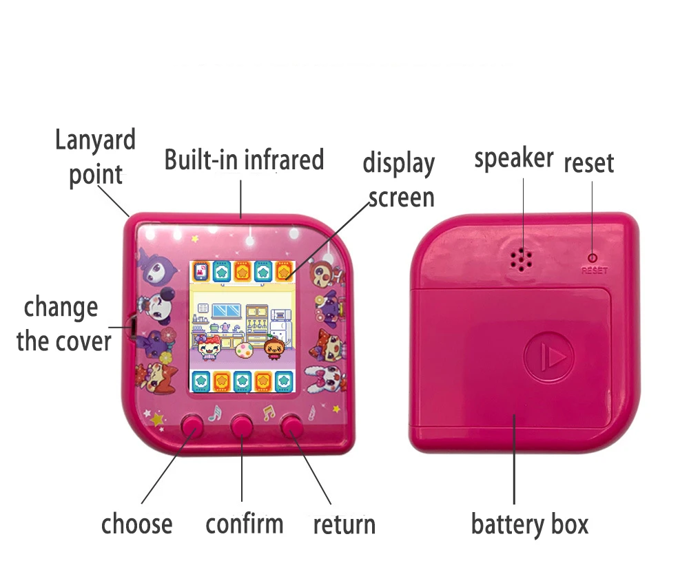 Электронный мультяшный питомец Tamagochi виртуальная игра цветной дисплей детская