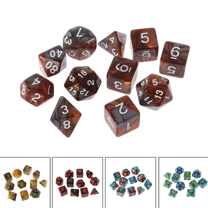 

11 шт., D4, D6, D8, D10, D12, D20, Набор двусторонних кубиков для ролевых игр DND D & D