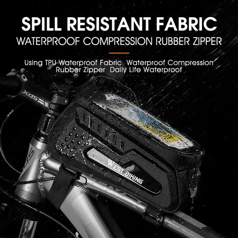 

2L Bicycle Bags Top Tube Bag Large Capacity Sensitive Oxford Cloth Earphone Hole Cycling Frame Pouch Bicycle Accessories