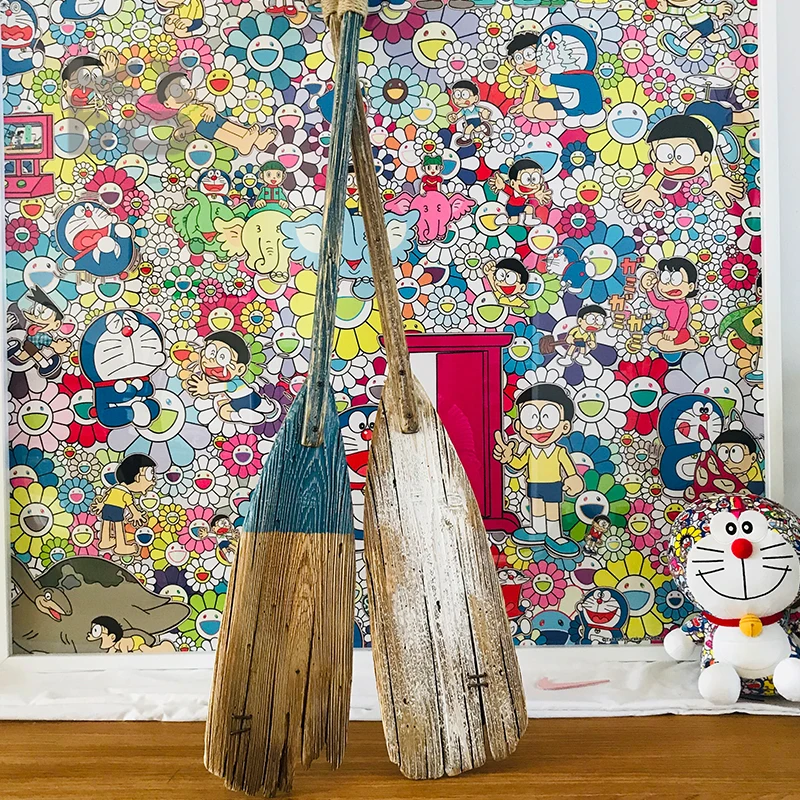 

102cm Nautical Wooden Oar Mediterranean Creative Wooden Paddle Wood Crafts Ornaments Antique Home Decoration