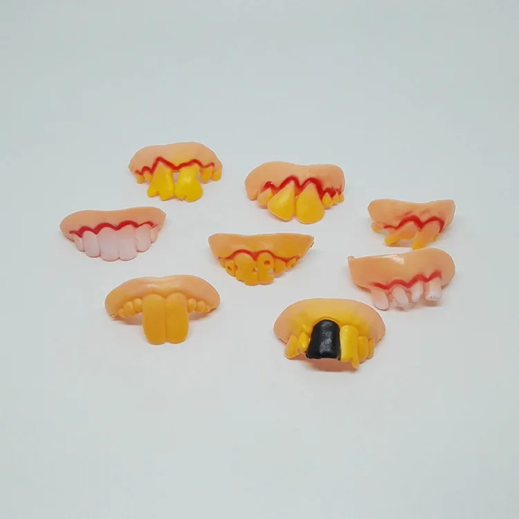 

New 8pcs Funny Goofy Fake Vampire Denture Teeth Halloween Decor Prop Trick Toy