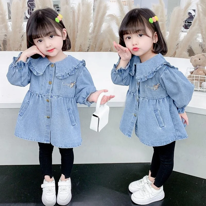 

Girls Baby's Kids Coat Jacket Outwear Cotton 2022 Blue Jean Spring Autumn Overcoat Top Outdoor Party Teenagers Children's Clothi