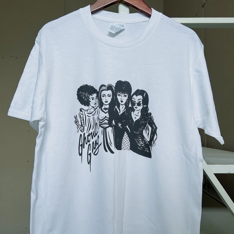 Женская Винтажная Футболка с принтом Ghost gang белая хлопковая большого размера в