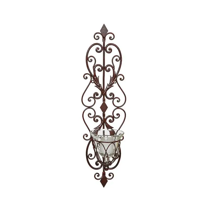 

Creative American Metal Wall Candle Holders Retro Classical Wall Hanging Candlestick Holder Courtyard Decor Bougeoir Gift FC516