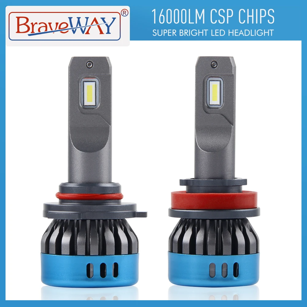 BraveWay Auto Lamps LED Chip H1 H4 H7 H8 H11 9005 HB3 9006 HB4 Car Led Headlight Bulb Fog Light 16000LM 6500K 50W Conversion Kit