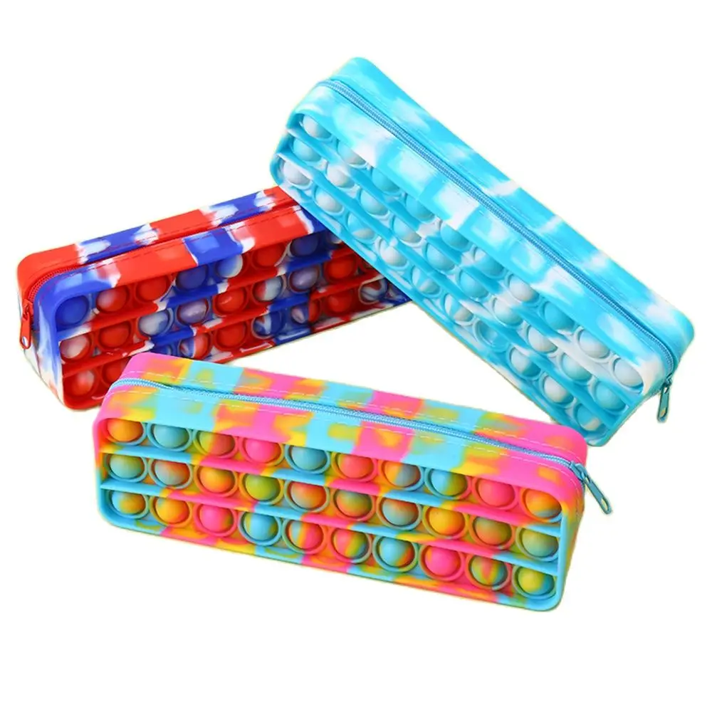 New Pop Its Push Bubble Fidget Toys Pencil Case Children Stress Relief Squeeze Toy Antistress Popits Soft Squishy Kids Toys Gift