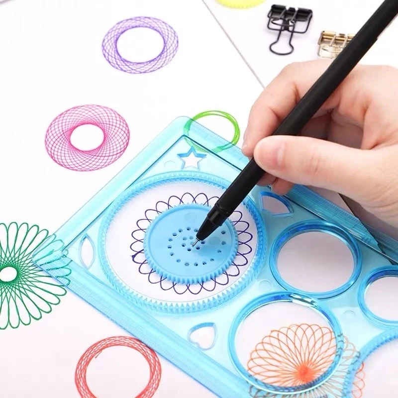 

Painting Multi-function Interesting Puzzle Spirograph Children Drawing Plastic Ruler Improve Start Work Ability Kids Art Craft
