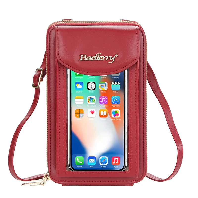 

Baellery Women Large Capacity Touch Screen Mobile Phone Bags Vintage Leather Single Shoulder Ladies Purse Female Casual Tote