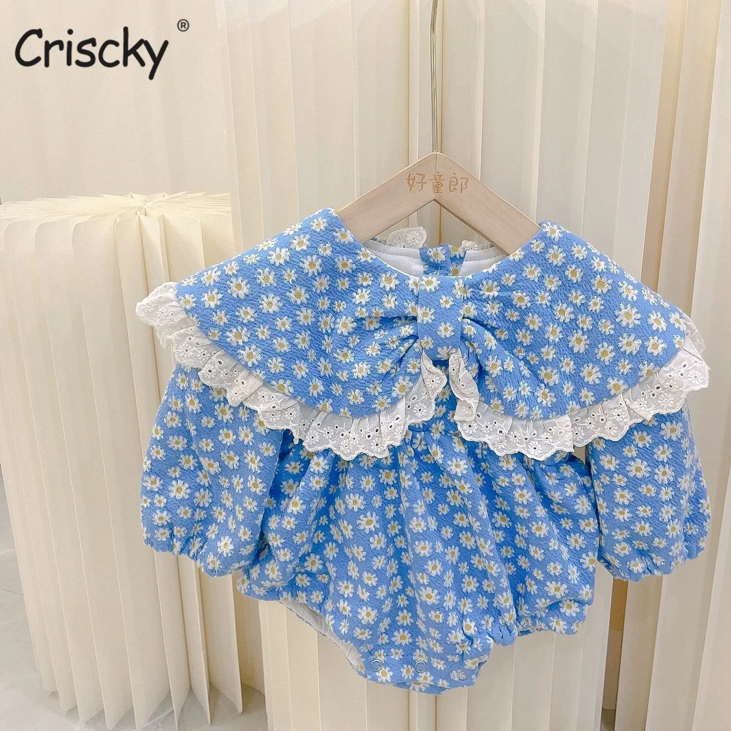 

Romper Infant Baby Girls Boy Rompers Spring Autumn Romper Long Sleeve Large lapel Romper Floral Jumpsuit Infant Baby Clothes