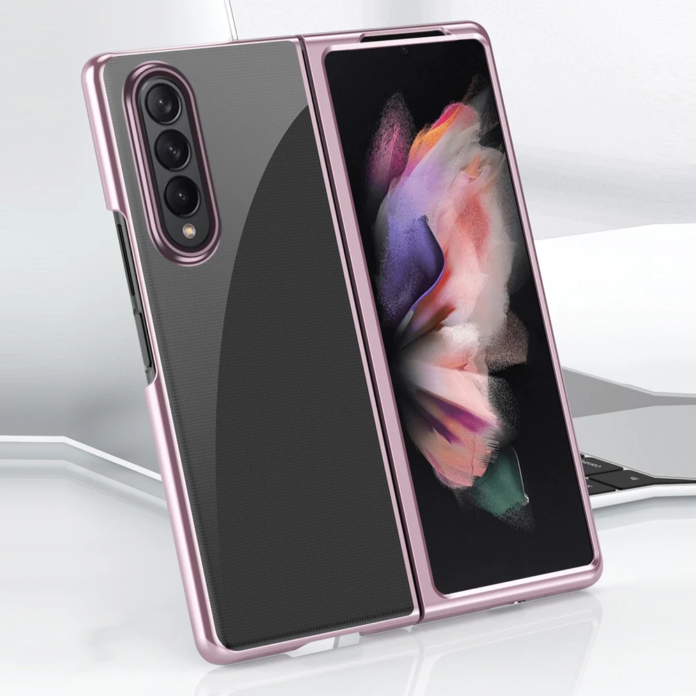 

Противоударный жесткий бампер из поликарбоната, прозрачный чехол для Samsung Galaxy Z Fold 3 Fold3 Zfold3 5G, прозрачный гальванический чехол, корпус
