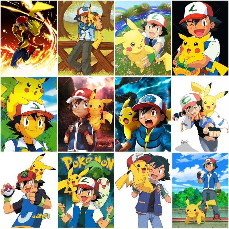

5D DIY Diamond Painting Cartoon Pikachu Poster Cross Stitch Kits Full Square/Round DIY Diamond Mosaic Embroidery Home Decor