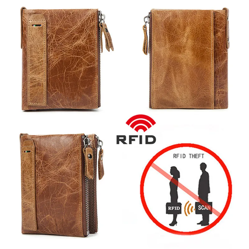 Мужской кошелек из воловьей кожи с двойной молнией | Кошельки