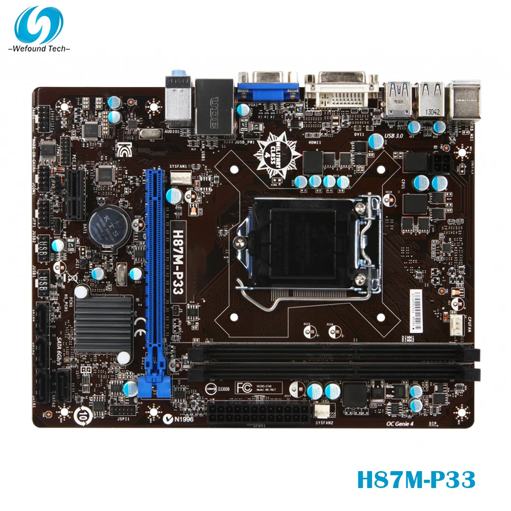 

H87M-P33 For Msi Desktop Motherboard LGA1150 DDR3 16GB SATA3 PCI-E 3.0 USB2.0/3.0 MicroATX Tested Fast Ship