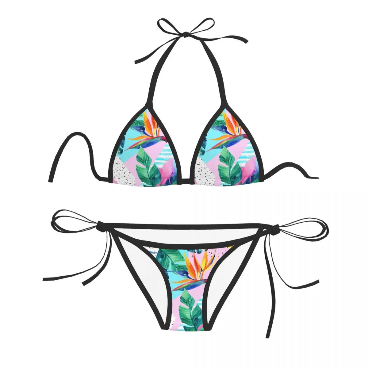 

Сексуальное бикини 2023, женский купальник, тропический летний купальник в стиле 80-90-х годов с цветочным оформлением, одежда для плавания, купальный костюм