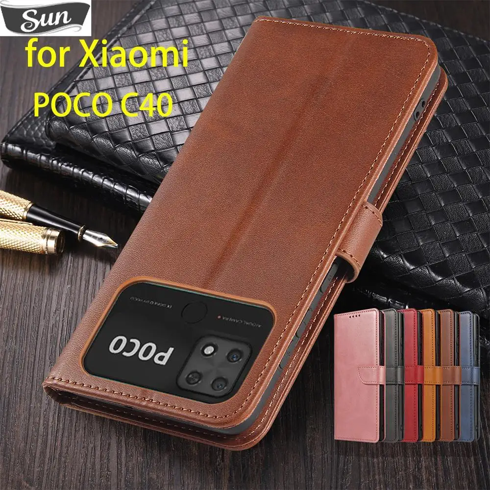 

Чехол-бумажник POCO C40, откидной чехол, кожаный чехол для Xiaomi POCO C40 C 40, чехлы для телефонов из искусственной кожи, защитный чехол, чехлы