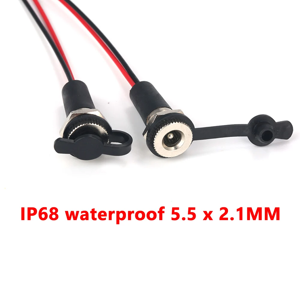 

10A IP68 waterproof 5.5 x 2.1MM 5521/5525 DC Power Socket Female Jack Panel Mount Solder Connector DC-022B Adapter With Nut Snap