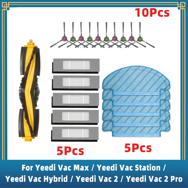 Для Yeedi Vac Max/ Station/ Hybrid/ 2/ 2 Pro робот-пылесос основная боковая щетка Hepa фильтр Швабра