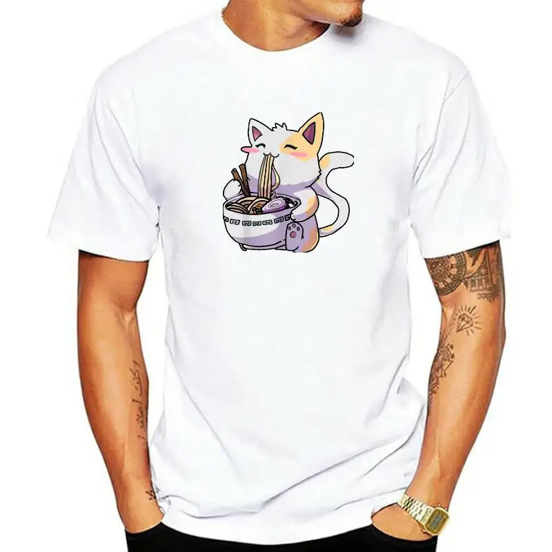 

Ramen Cat Cartoon T Shirt Kawaii Anime Graphic Tee Japanese Gift T-Shirts Tops