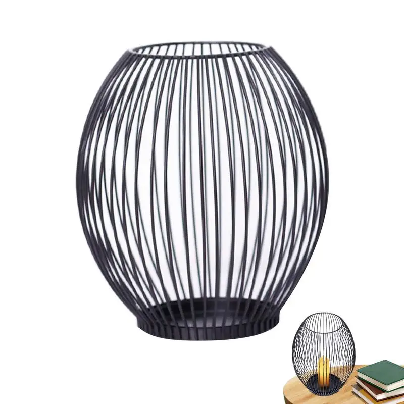 Lantern Black Outdoor Oval Candle Holder Decorative Wire Candle Holder Lantern Vintage Style Perfect For