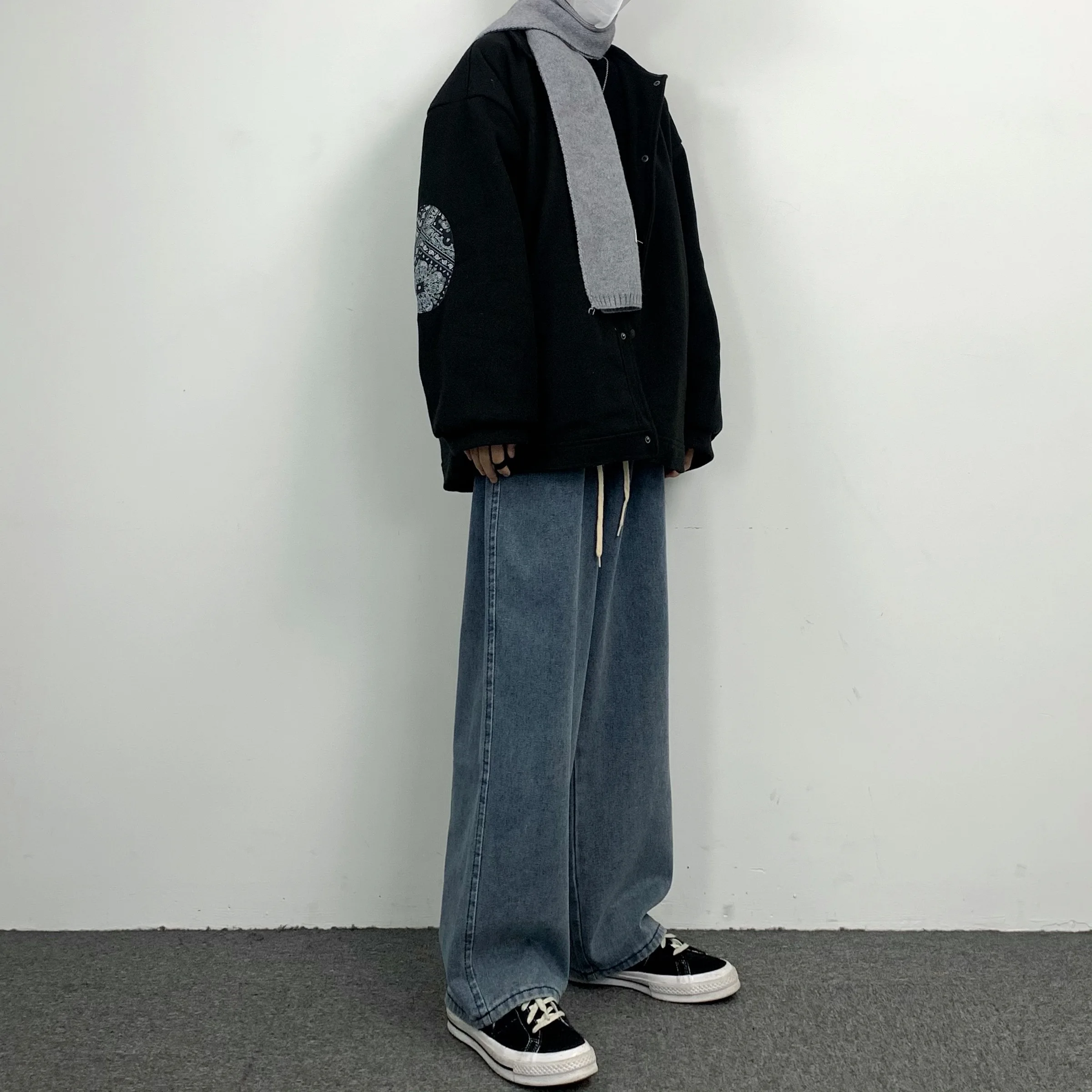 JEAN MAN Hip Hop Loose Straight Drawstring Casual Wide Leg Women Jeans High Street Jeans Men Loose Jeans Street Pants Y2k Pants