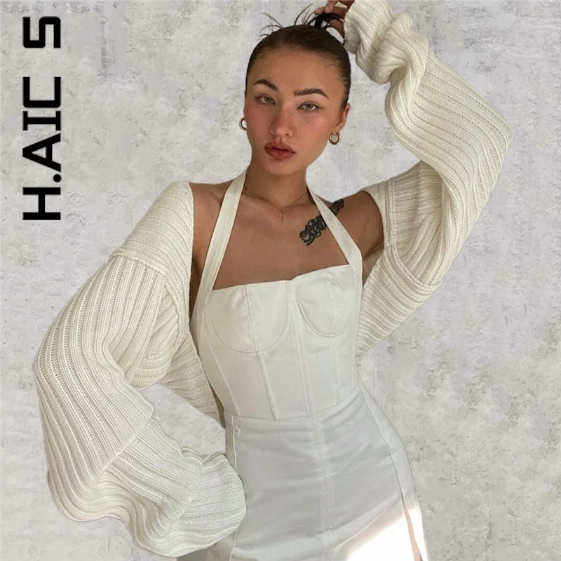 

H.Aic S New Sweater Cardigan Women Knitted Chic Knit Sweater Slim Popular Women Sweaters Long Sleeve Warm Jacket Female Top