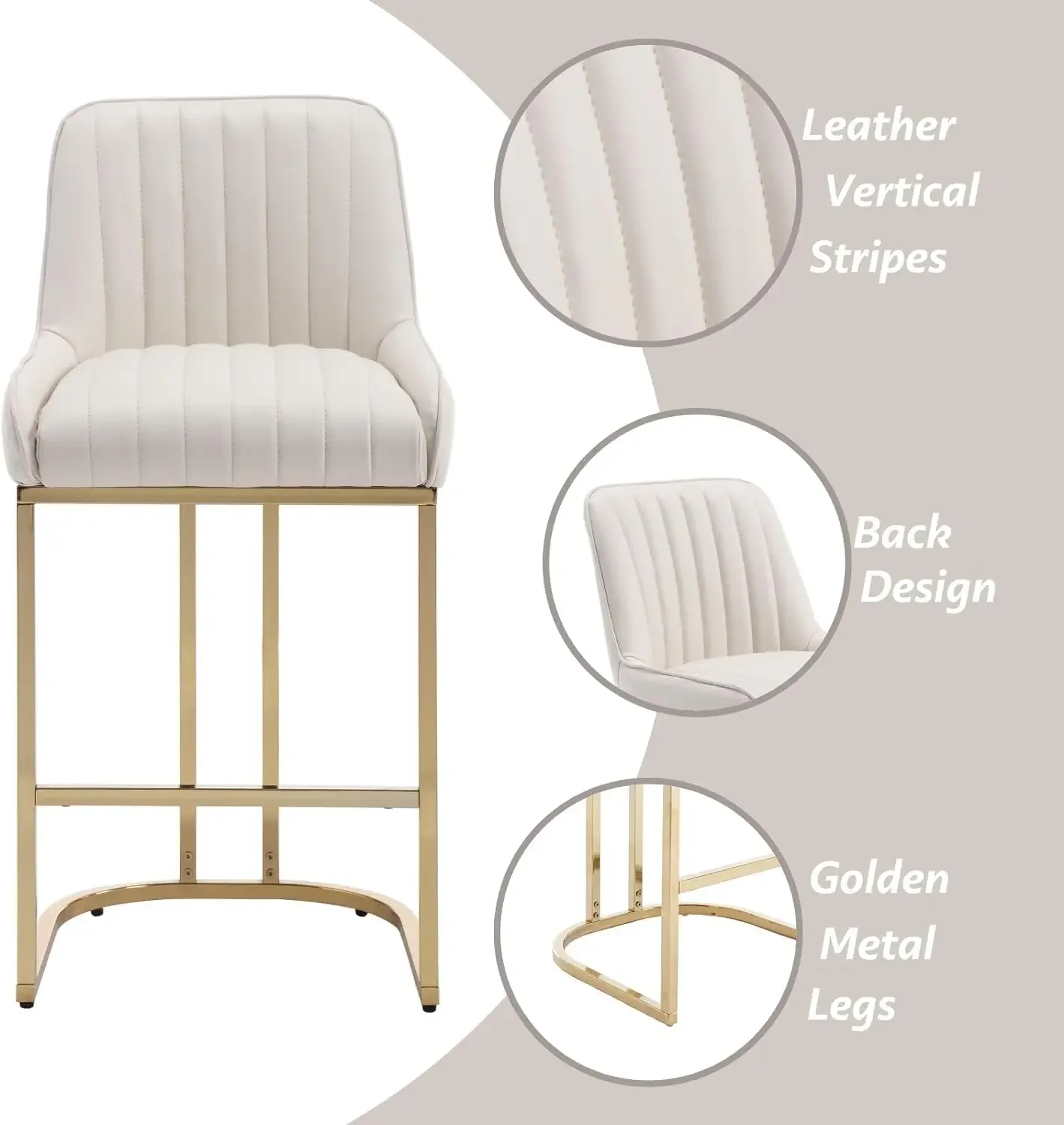 Кожаные табуреты со золотыми ножками 26-дюймовые современные барные стулья