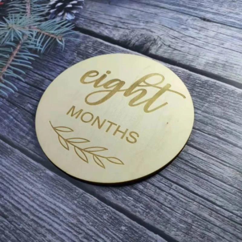 

12 Pcs Baby Wooden Cards Newborn Monthly Growth Recording Cards Handmade Infants Birth Commemorative Cards Photography Proop