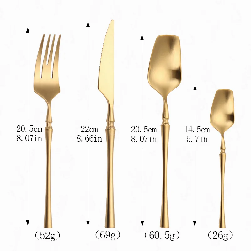 

Matte Gold Kitchen Utensils 32Pcs Dinnerware Set Western Cutlery Set Stainless Steel Knives Spoons Forks Tableware Dropshopping