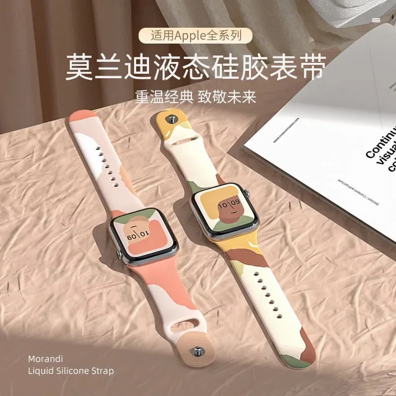 

Ремешок силиконовый для Apple Watch Band 7 SE 6 5 4 3, браслет для соло-браслета iWatch 42 мм 44 мм 45 мм, 38 мм 40 мм 41 мм