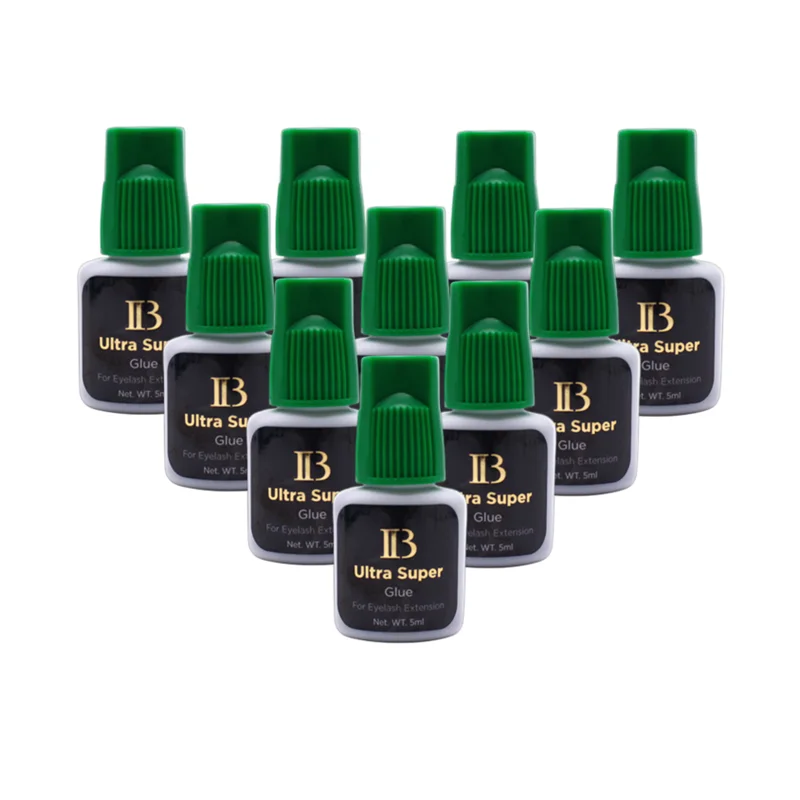 10 бутылок, супер клей IB для наращивания ресниц, супер клей с зеленой крышкой, Корейская индивидуальная быстросохнущая клей для ресниц 5 мл, бесплатная доставка