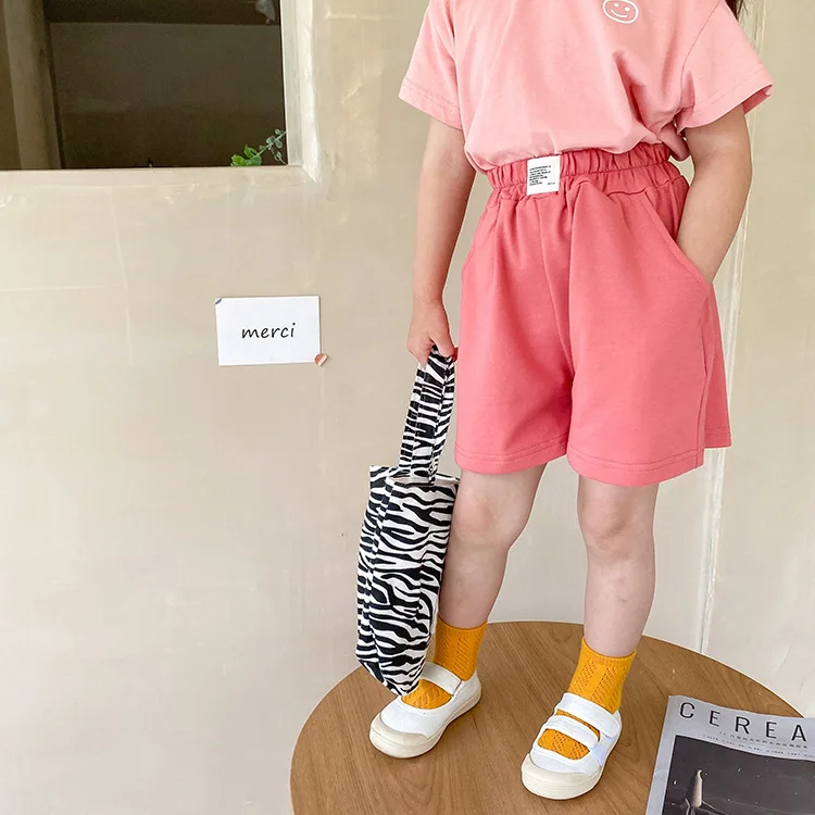 Детские шорты из хлопка и полиэстера: повседневные однотонные летние свободные