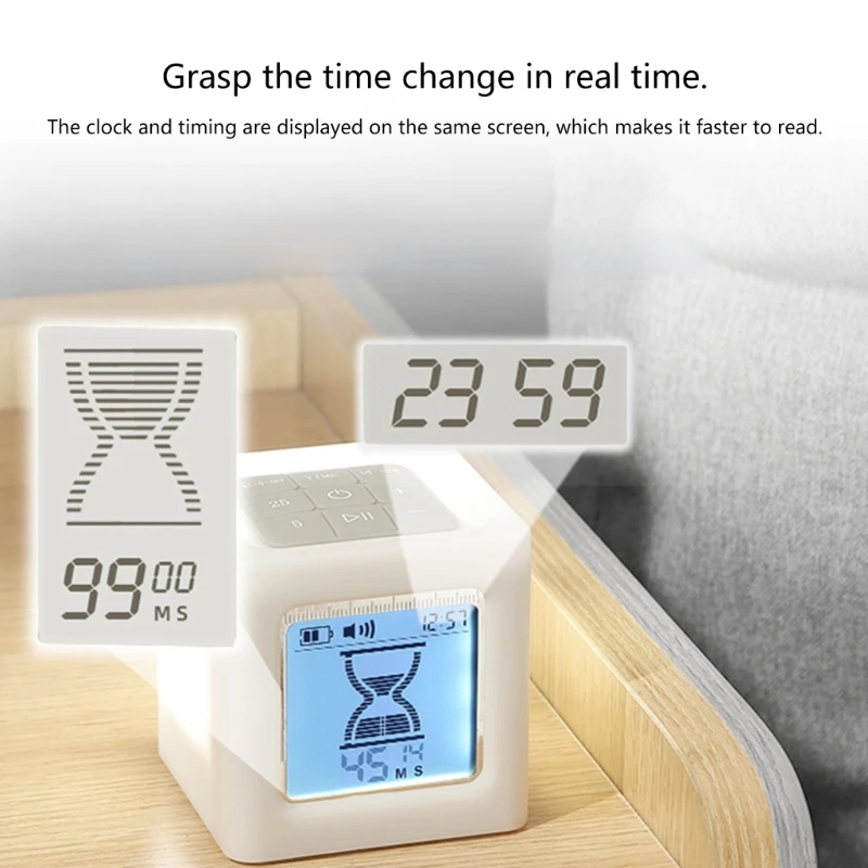 

LCD Cube-Timer Kitchen Cooking Learning Hourglass Timer Glowing Night Light