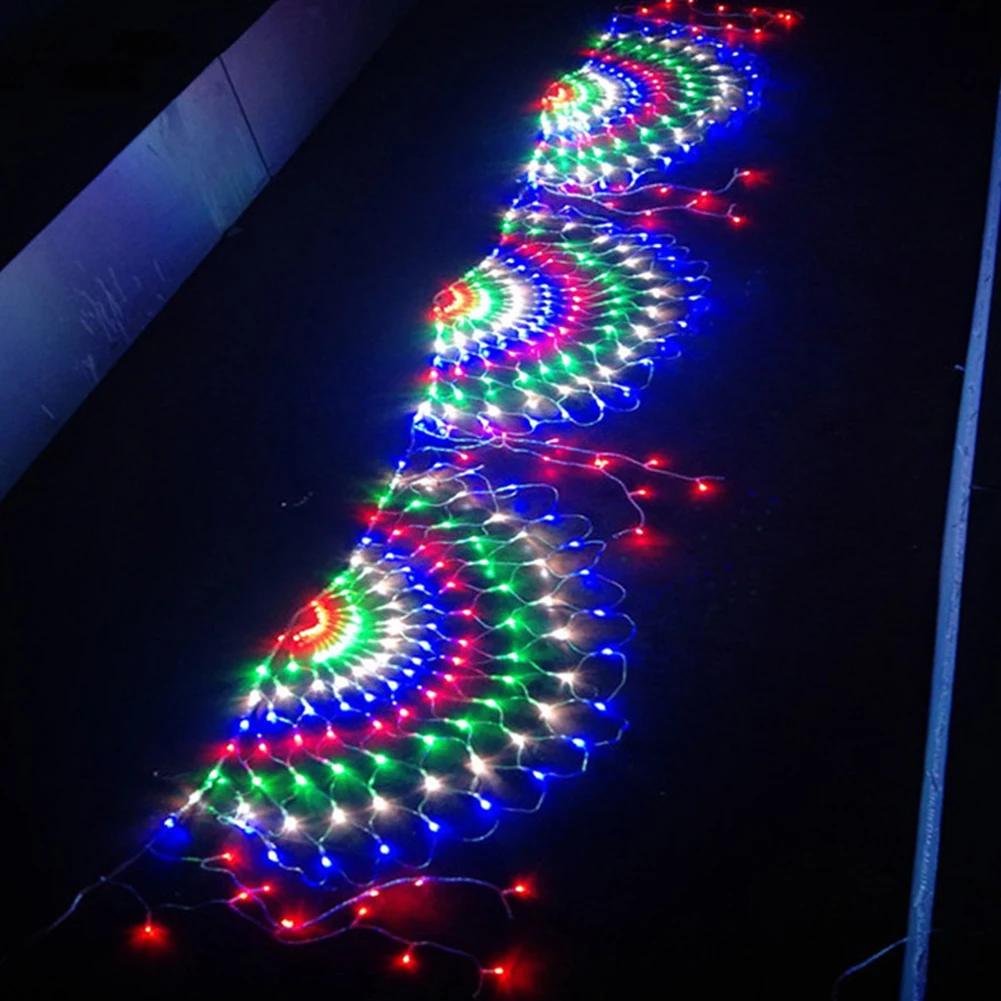 

444LED Peacock Curtain String Lights Xmas 3Mx1M Net Mesh Fairy Light Xmas Lighting Strings Outdoor Lighting