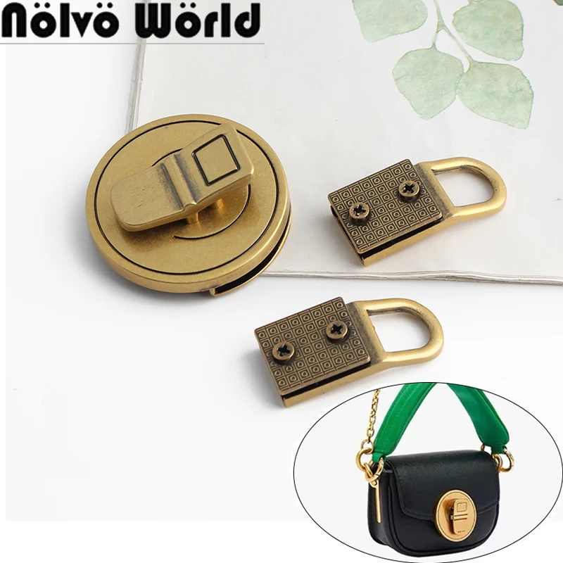 

2-10Sets Old Gold Metal Flip Locks For Leather Bags Handbag Shoulder Purse Clasp Closure Round Lock Buckles Hardware Accessories