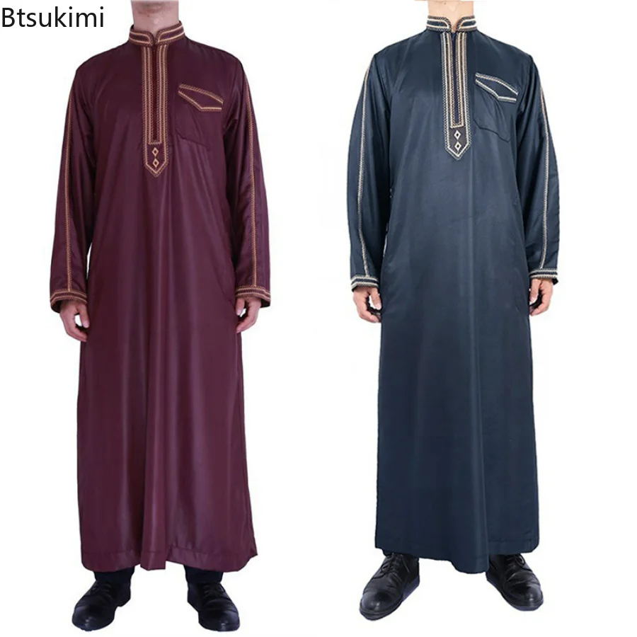 Muslim Fashion Abayas Islam Men Robe Muslim Dresses Djellaba Homme Fashion Solid Shirts Arabic Dress Ethnic Men's Clothing Gift