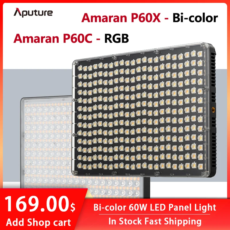 

Двухцветная светодиодная панель Aputure Amaran P60X 3200K-6500K 60 Вт P60C RGB полноцветная 2500K-7500K CCT HSI освещение для фотосъемки