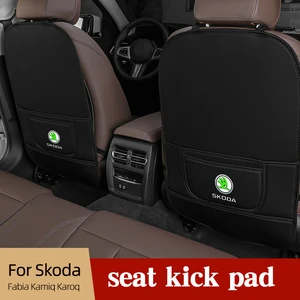 Car Anti-Child-Kick Pad For Skoda Fabia Kamiq Octavia Rapid Scala Superb Back Seat Protector Tool PU Anti Dirt Accessories