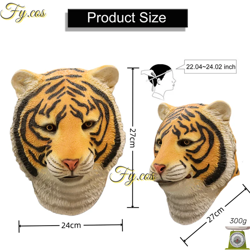 Маска Тигровая Мужская для косплея на Хэллоуин латексная тушь ресниц с животными