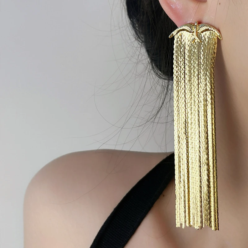 Роскошные серьги-кисточки из металлического сплава эффектные висячие серьги в