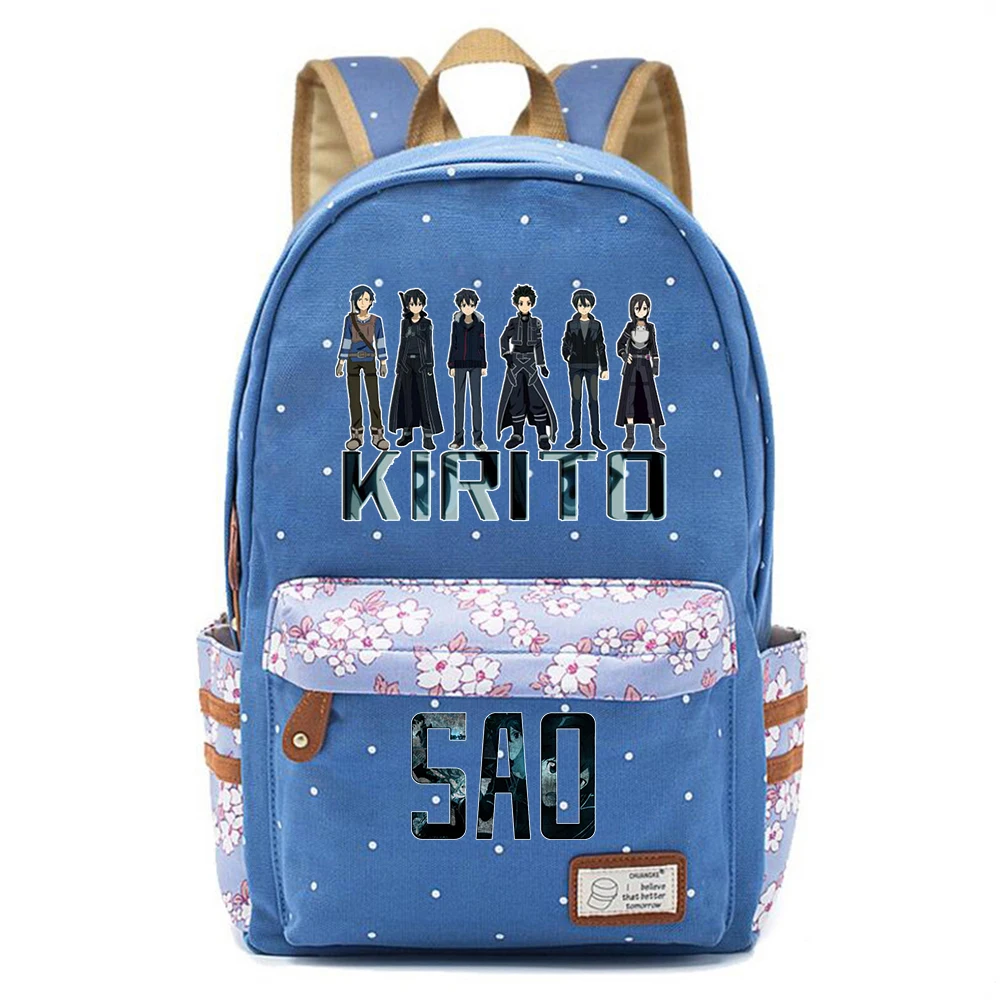 

Sword Art Online Zip Print Backpack Student Cartoon Schoolbag Teenger Canvas Packsack Casual Knapsack Unisex Travel Laptop Bag