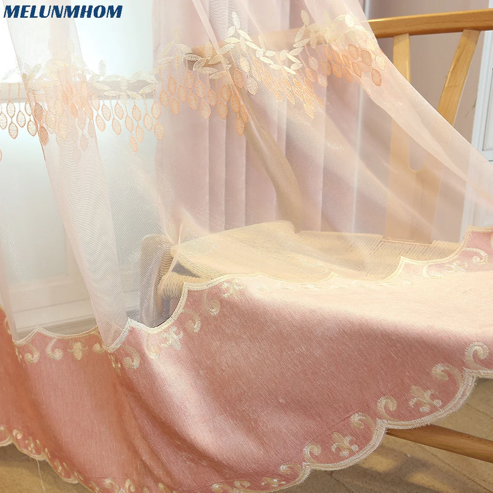

MELUNMHOM европейские розовые бархатные 3D занавески с вышивкой для окна гостиной кухни БАЛДАХИНА роскошная вилла для отелей