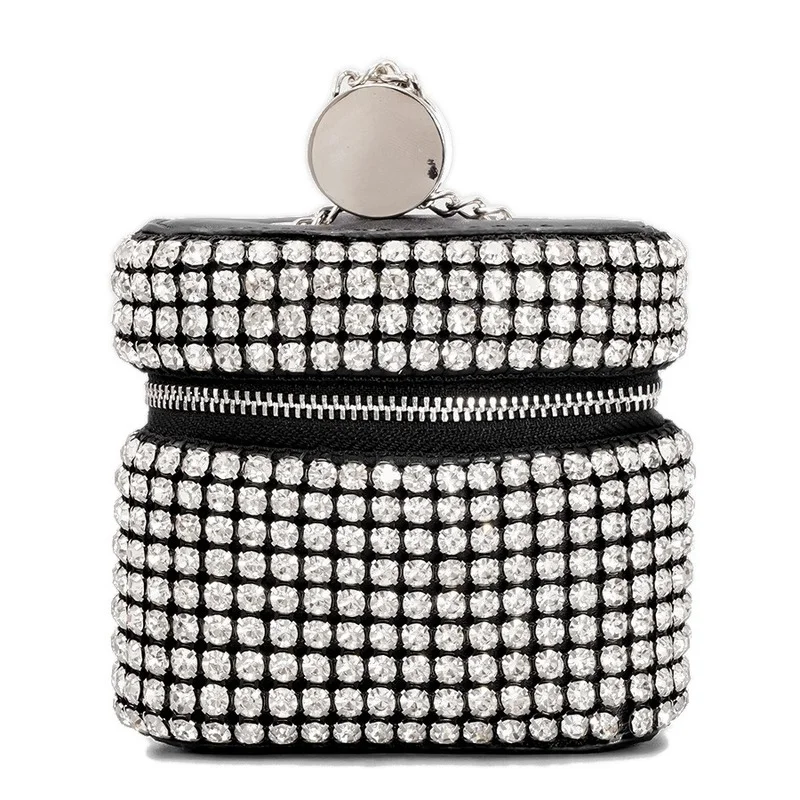 

Summer New Personality Shiny Rhinestone Women's Bag Mini Lipstick Headphone Bag Shoulder Messenger Small Square Bag Sac A Main