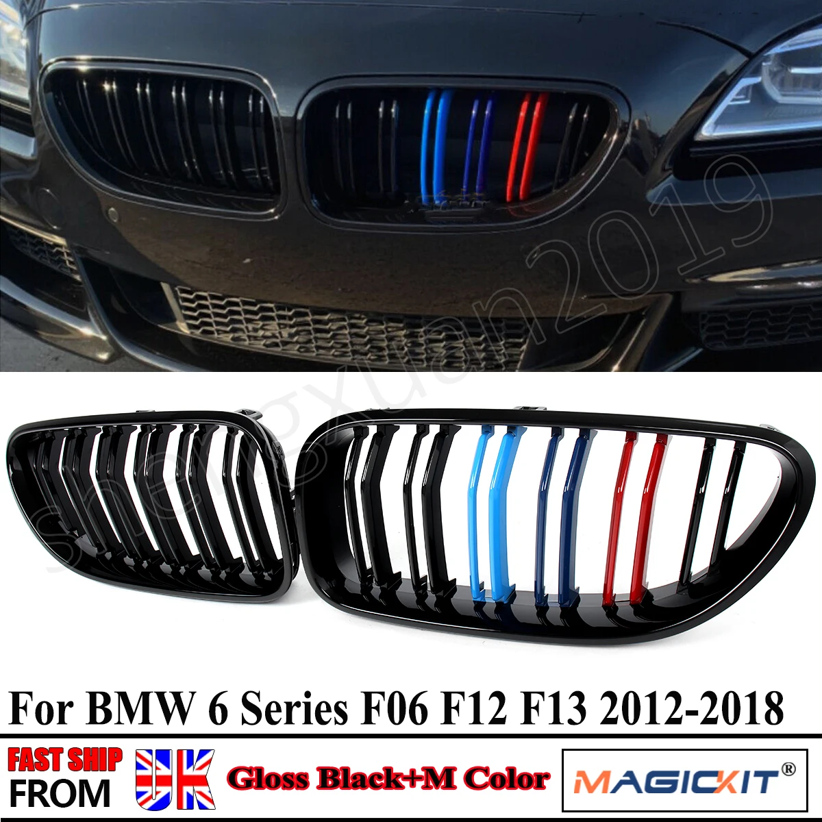 Для BMW M6 F06 F12 F13 650i 640i глянцевая черная передняя решетка радиатора M-Color