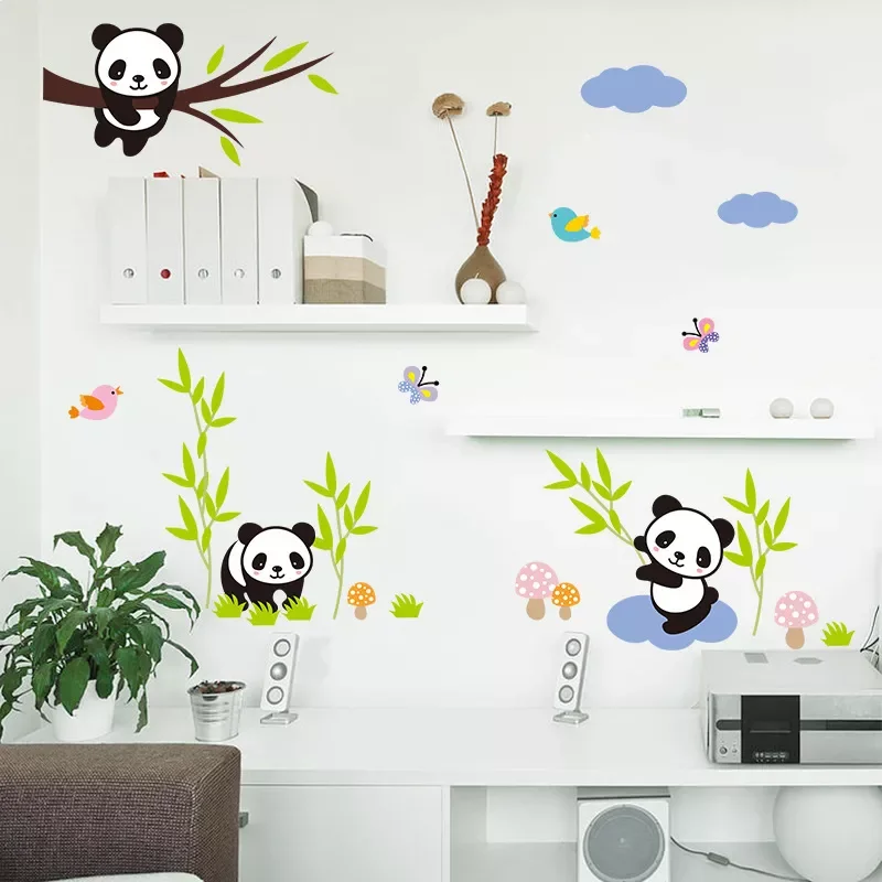 

NEW2022 Cartoon Panda life animal Wall Stickers for kids baby rooms nursery decoration Mural Art Decals home decor cute sticker