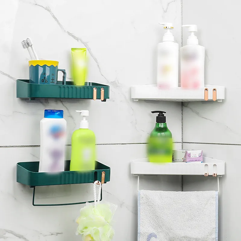 

Toilet Bathroom Shelf Wall Mounted Pasteable Rectangular Shelf Washstand Triangle Storage Rack Bathroom Accessories